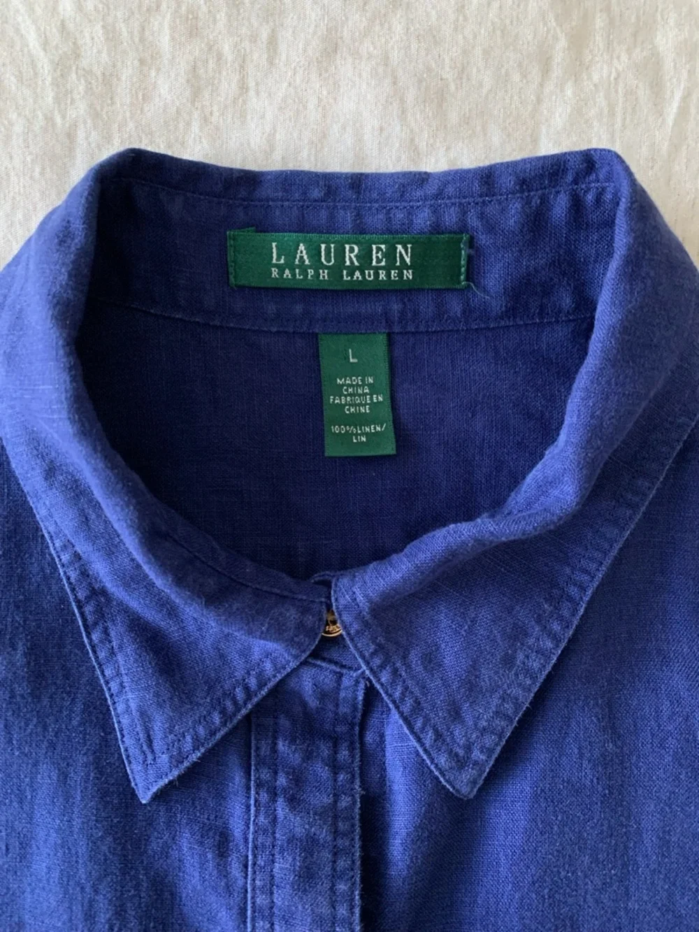 Lauren Ralph Lauren Deep Blue Casual Button-Down Shirt - Picture 7 of 12